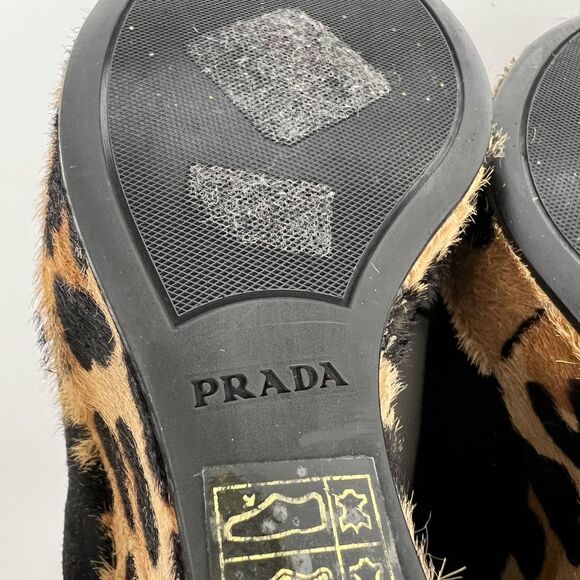 Prada Black and Leopard Print Wedges - Picture 11 of 16